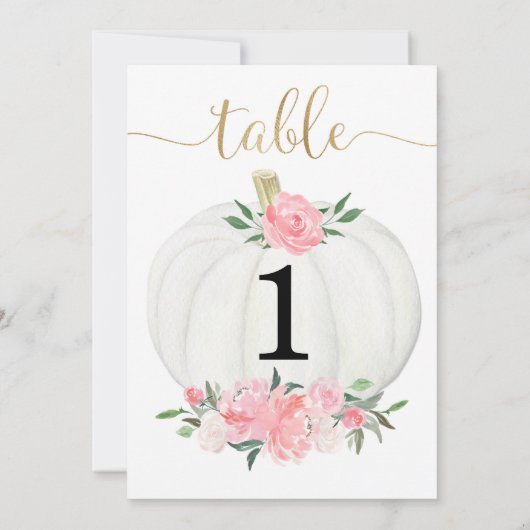 Pink-Goldkürbis 5"x7"-Tischnummern Einladung (Rückseite)
