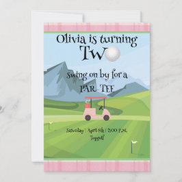 Pink Golf 2. Geburtstag Einladung