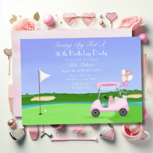 Pink Golf 30. Geburtstag Party Einladung