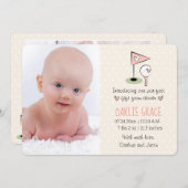 Pink Golf Baby Announcement Girl Ankündigung (Vorne/Hinten)