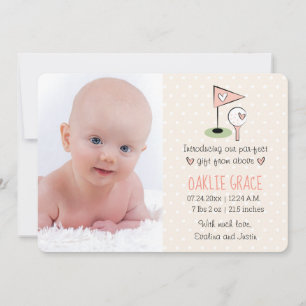 Pink Golf Baby Announcement Girl Ankündigung