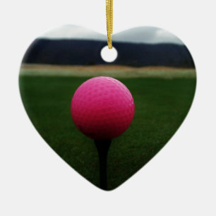 Pink Golf Ball auf dem Golfplatz Keramik Ornament
