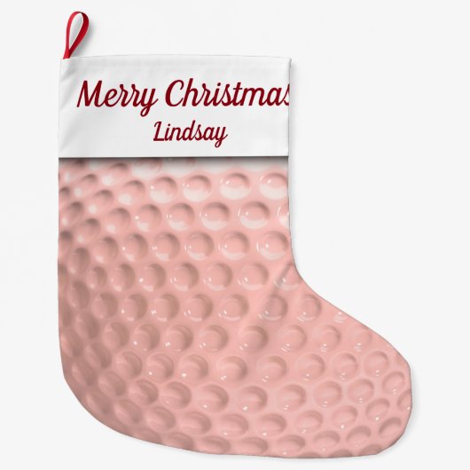 Pink Golf Ball Sport Großer Weihnachtsstrumpf (Vorderseite)