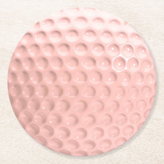 Pink Golf Ball Sport Runder Pappuntersetzer (Vorderseite)