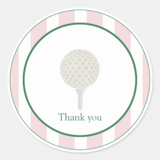 Pink Golf Ball und tee Danke Stickers (Vorderseite)