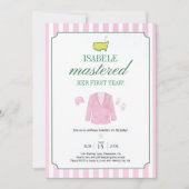 Pink Golf Birthday Invitation Template Girls FirsT Einladung (Vorderseite)