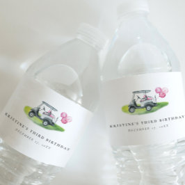 Pink Golf Birthday Par-tee Wasserflaschenetikett