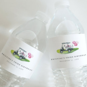 Pink Golf Birthday Par-tee Wasserflaschenetikett