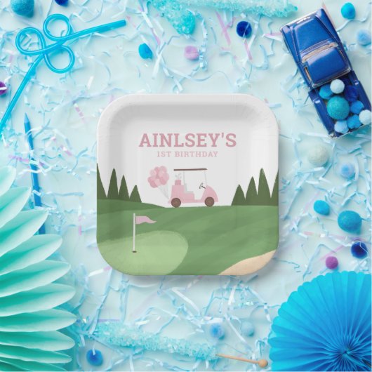 Pink Golf Birthday Party Pappteller (Party)