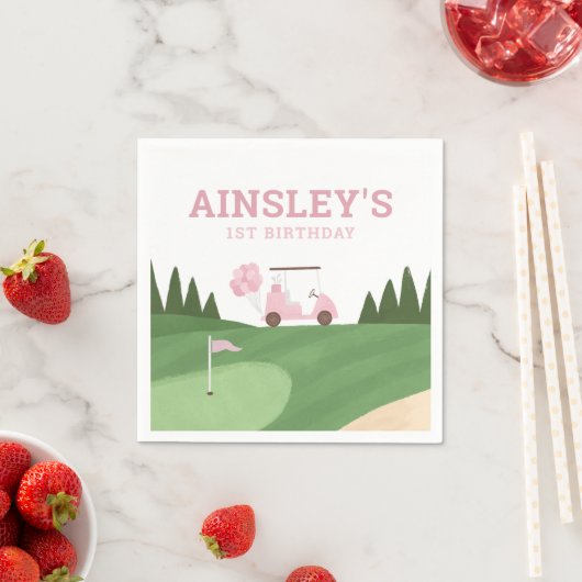 Pink Golf Birthday Party Serviette (Beispiel)