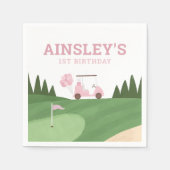 Pink Golf Birthday Party Serviette (Vorderseite)