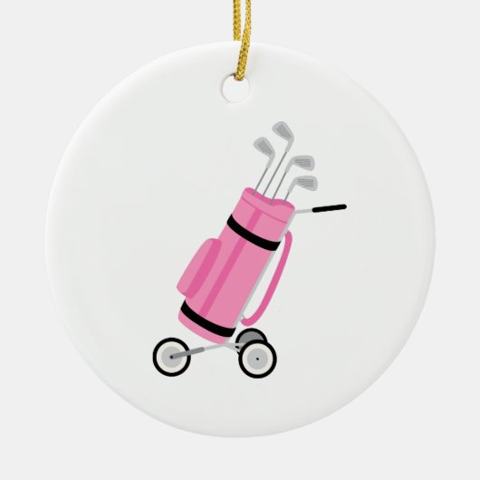 Pink Golf Caddy Keramik Ornament (Vorne)