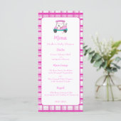 Pink Golf Cart Babyausstattung Babydusche Menükarte (Stehend Vorderseite)