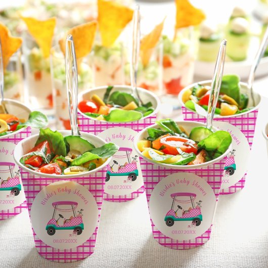 Pink Golf Cart Babyausstattung Babydusche Pappbecher