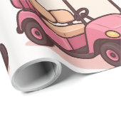 Pink Golf Cart Geschenkpapier (Rolleneckpunkt)
