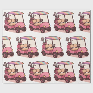 Pink Golf Cart Geschenkpapier