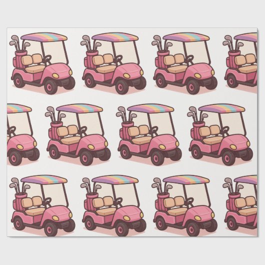 Pink Golf Cart Geschenkpapier (Flach)