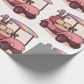 Pink Golf Cart Geschenkpapier (Ecke)
