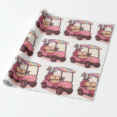 Pink Golf Cart Geschenkpapier (Ungerollt)