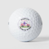 Pink Golf Cart I Break for Birdies Custom Golf Golfball (Vorderseite)