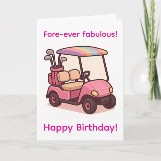 Pink Golf Cart Karte (Vorderseite)
