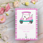 Pink Golf Cart mit Babyausstattung Babydusche Dankeskarte