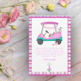 Pink Golf Cart mit Babyausstattung Babydusche Dankeskarte