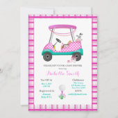 Pink Golf Cart mit Babyausstattung Babydusche Einladung (Vorderseite)