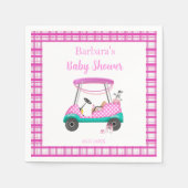 Pink Golf Cart mit Babyausstattung Babydusche Serviette (Vorderseite)