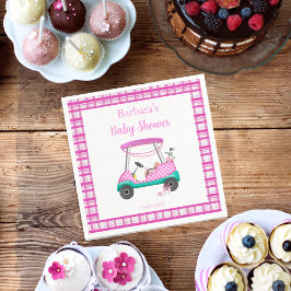 Pink Golf Cart mit Babyausstattung Babydusche Serviette