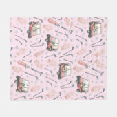 Pink Golf Cart Pattern Lady Golfer Fleecedecke (Vorderseite (Horizontal))