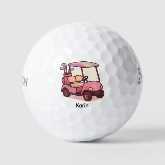 Pink Golf Cart Personalisiert Golfball (Vorderseite)