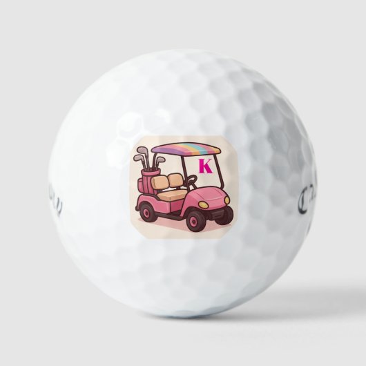 Pink Golf Cart Personalisiert Golfball (Vorderseite)