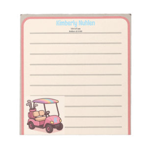 Pink Golf Cart Personalisiert Notizblock