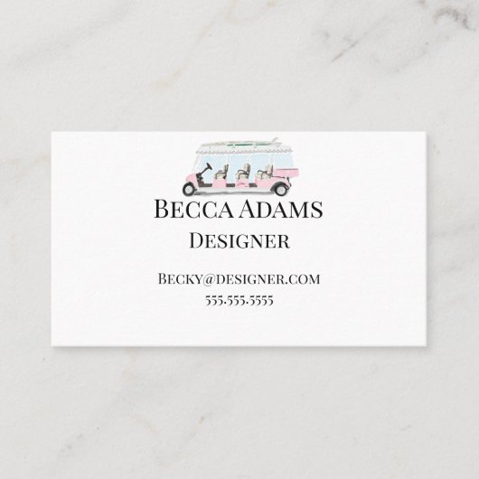 Pink Golf Cart Personalisiert Visitenkarte (Vorderseite)