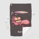 Pink Golf Cart Personalisiertes Golfhandtuch (Insitu)