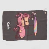 Pink Golf Cart Personalisiertes Golfhandtuch (Horizontal)