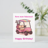 Pink Golf Cart Postkarte (Stehend Vorderseite)