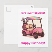 Pink Golf Cart Postkarte (Vorne/Hinten)