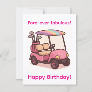 Pink Golf Cart Postkarte