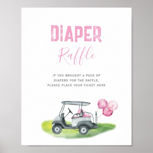 Pink Golf Diaper Raffelzeichen Poster (Vorne)