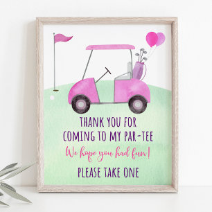 Pink Golf First Birthday Par-tee Fevor-Zeichen Poster