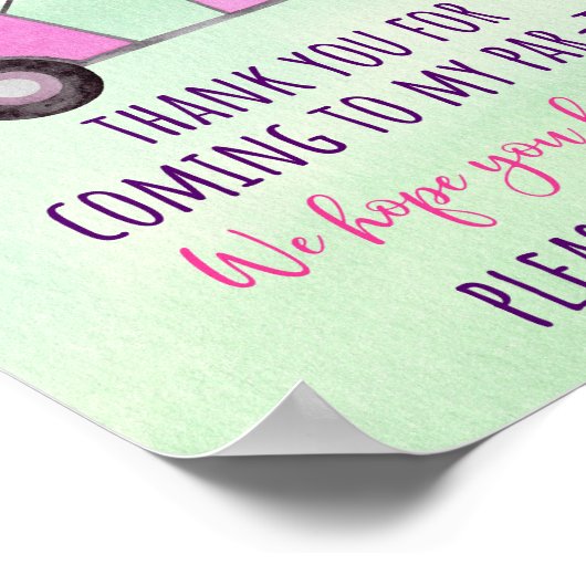 Pink Golf First Birthday Par-tee Fevor-Zeichen Poster (Ecke)