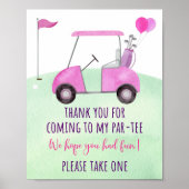 Pink Golf First Birthday Par-tee Fevor-Zeichen Poster (Vorne)