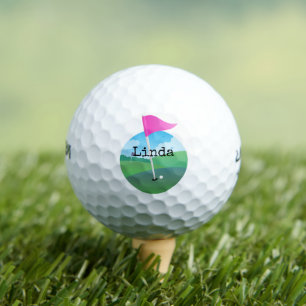 Pink Golf Flag Illustration Golfball