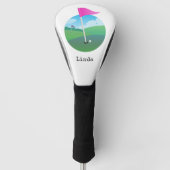 Pink Golf Flag Illustration Headcover (Vorderseite)