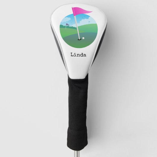 Pink Golf Flag Illustration Headcover (Vorderseite)