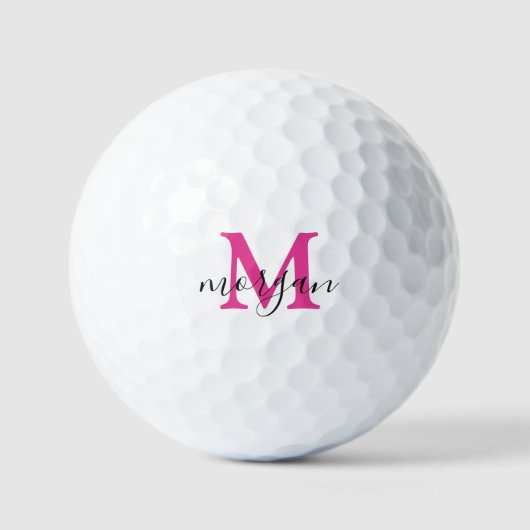 Pink Golf Gifts For Her Women Monogrammed Initial Golfball (Vorderseite)
