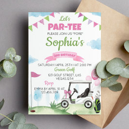 Pink Golf Girl Geburtstagsparty Einladung jedes Al