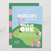 Pink Golf Hole in einem Geburtstag Einladung (Vorne/Hinten)